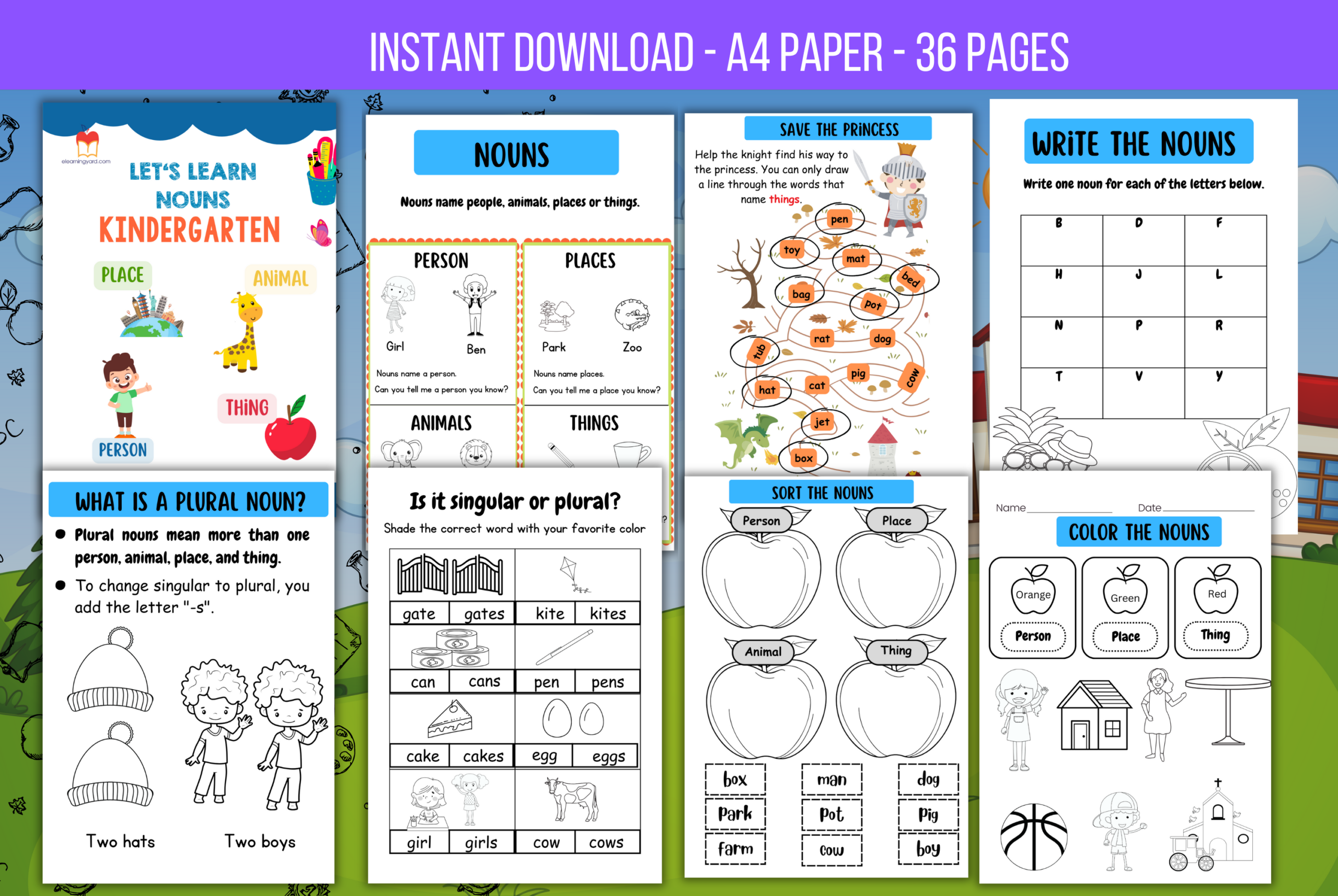The Kindergarten Noun Worksheet