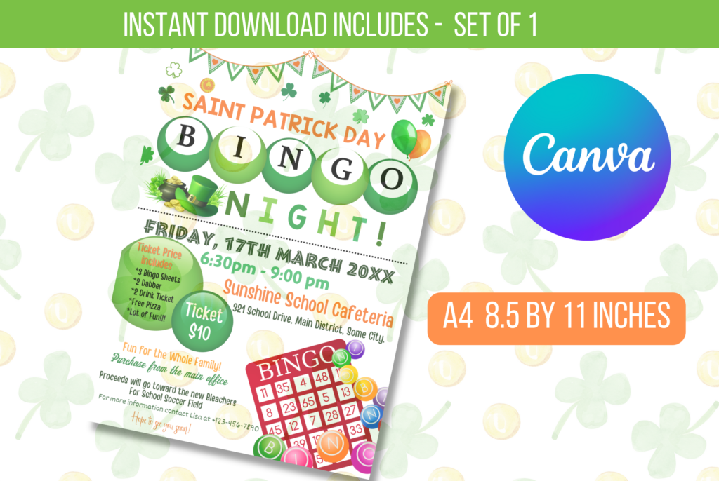 St. Patrick's Day Bingo night flyer