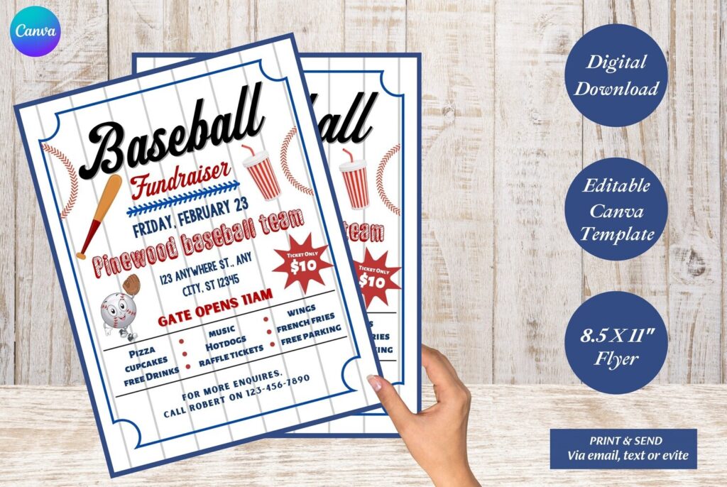 Customisable Baseball Fundraiser flyer