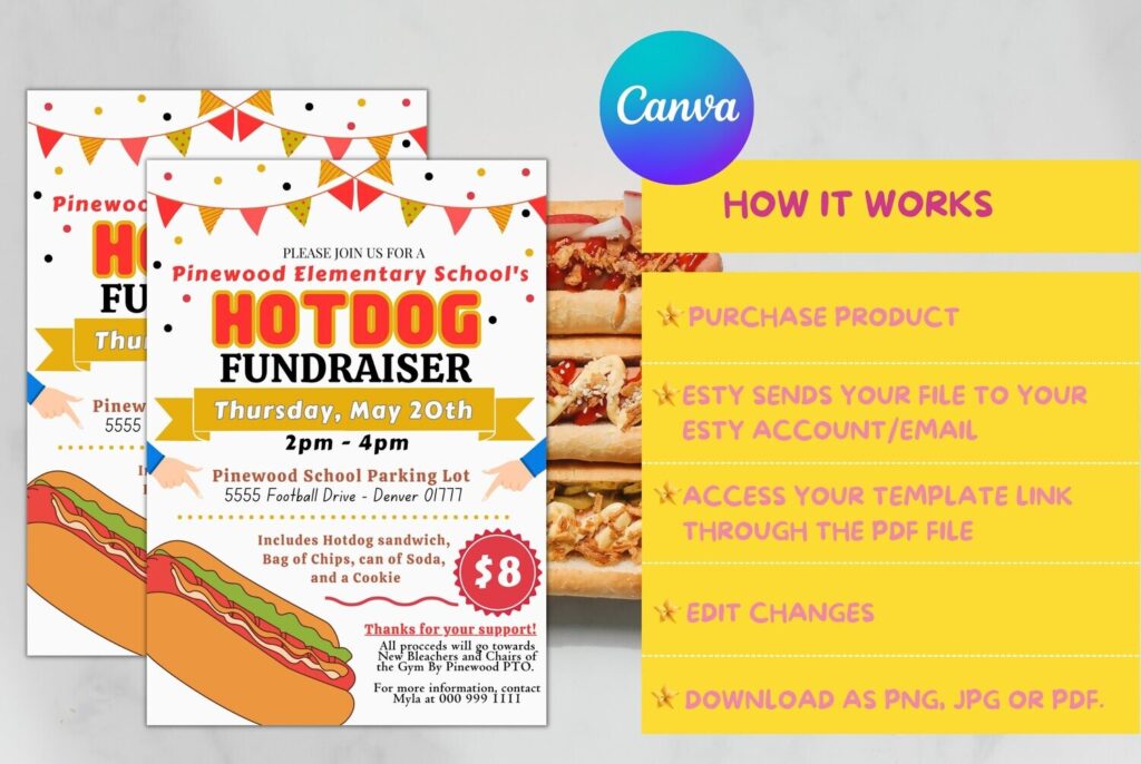 Editable Hotdog Fundraiser flyer