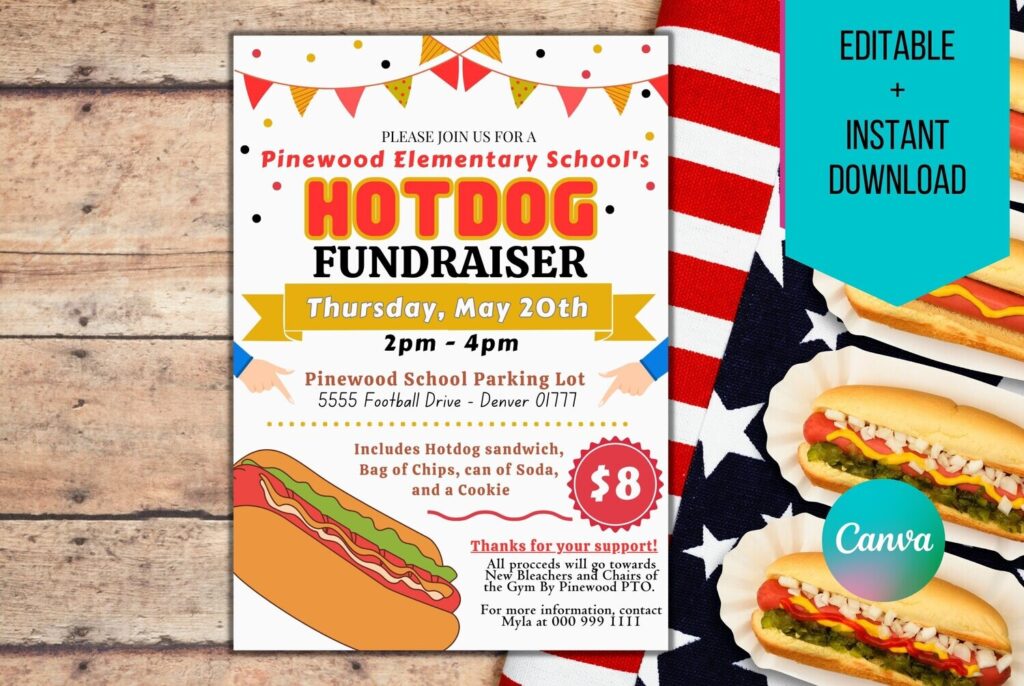 Editable Hotdog Fundraiser flyer