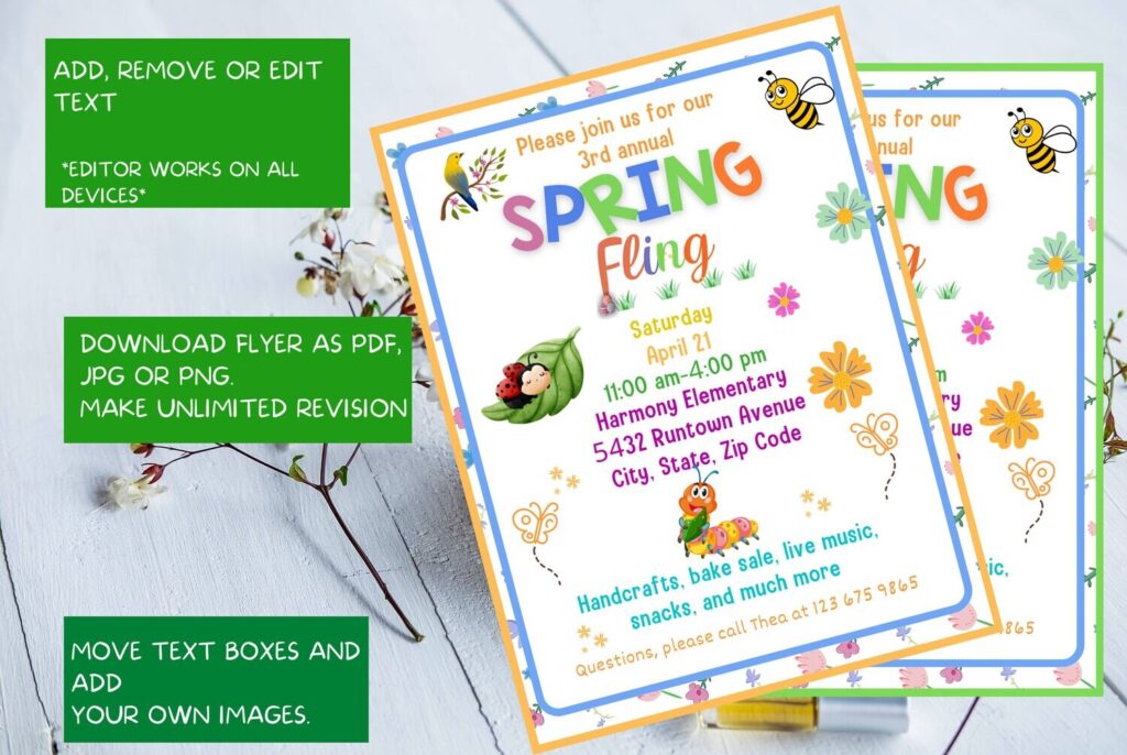 Customisable Spring Fling flyer
