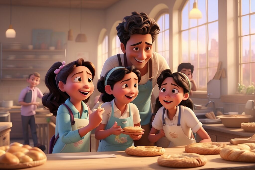 Children making Pastries with Parents