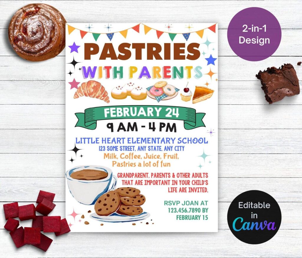 pastries with parent flyer