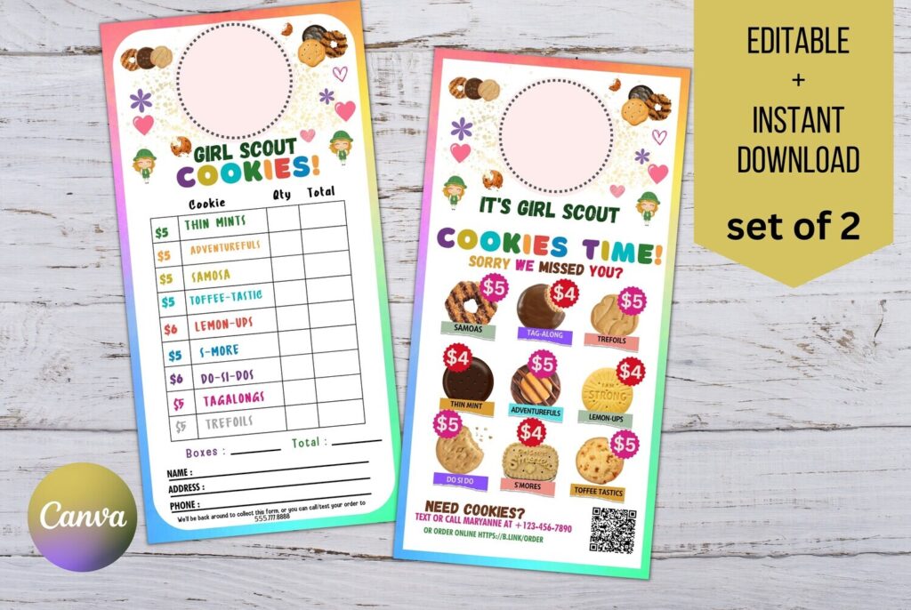 Editable Girl Scout Cookie Door Hanger flyer