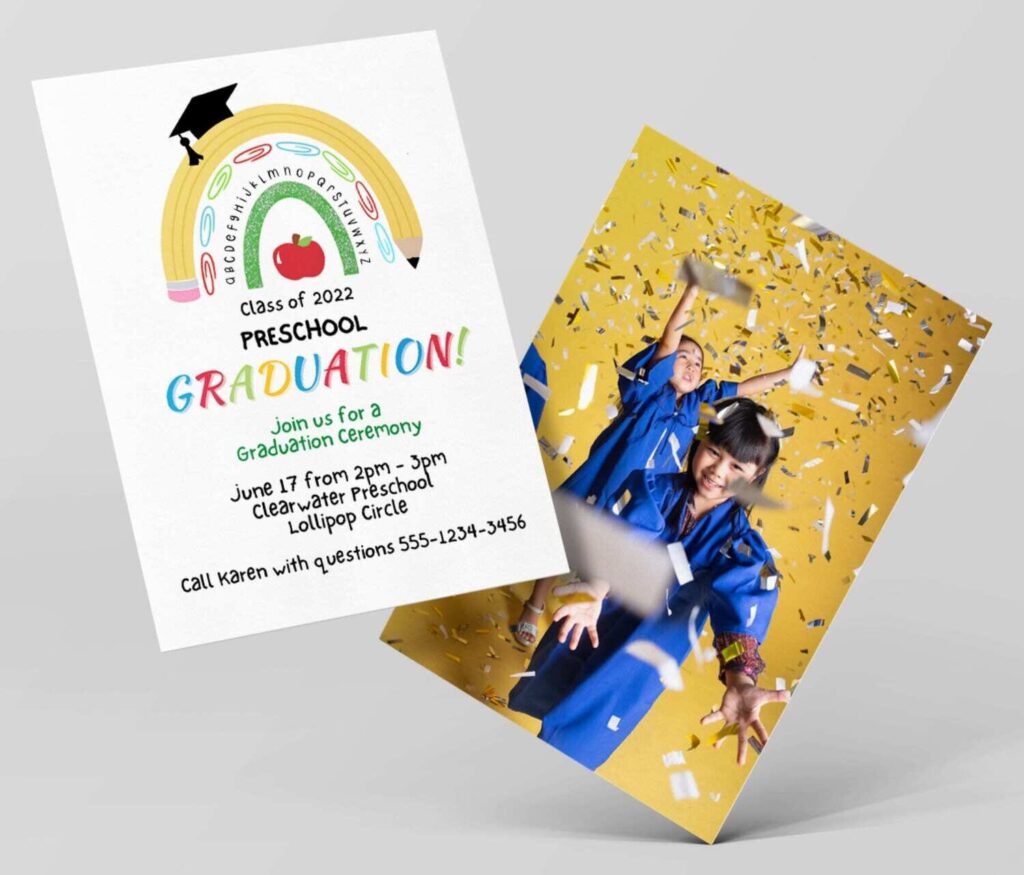 Customizable Preschool Graduation Invitation flyer