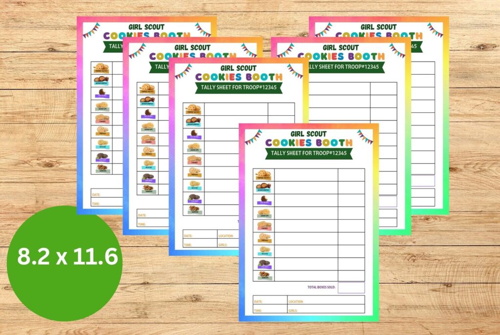 Customisable Bakers Girl Scout Cookie Booth Tally Sheet