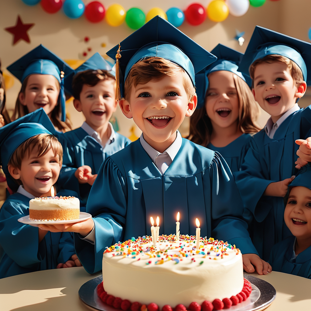 However, after the performances, it was time for cake and presents. Max's parents had baked a delicious cake with frosting and sprinkles. They handed out party hats and noise-makers to everyone, and together, they sang "Happy Graduation" to Max.