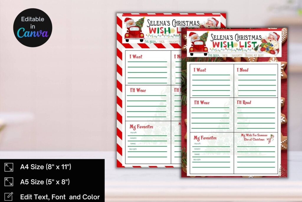 Editable Christmas Wish List for Kids flyer