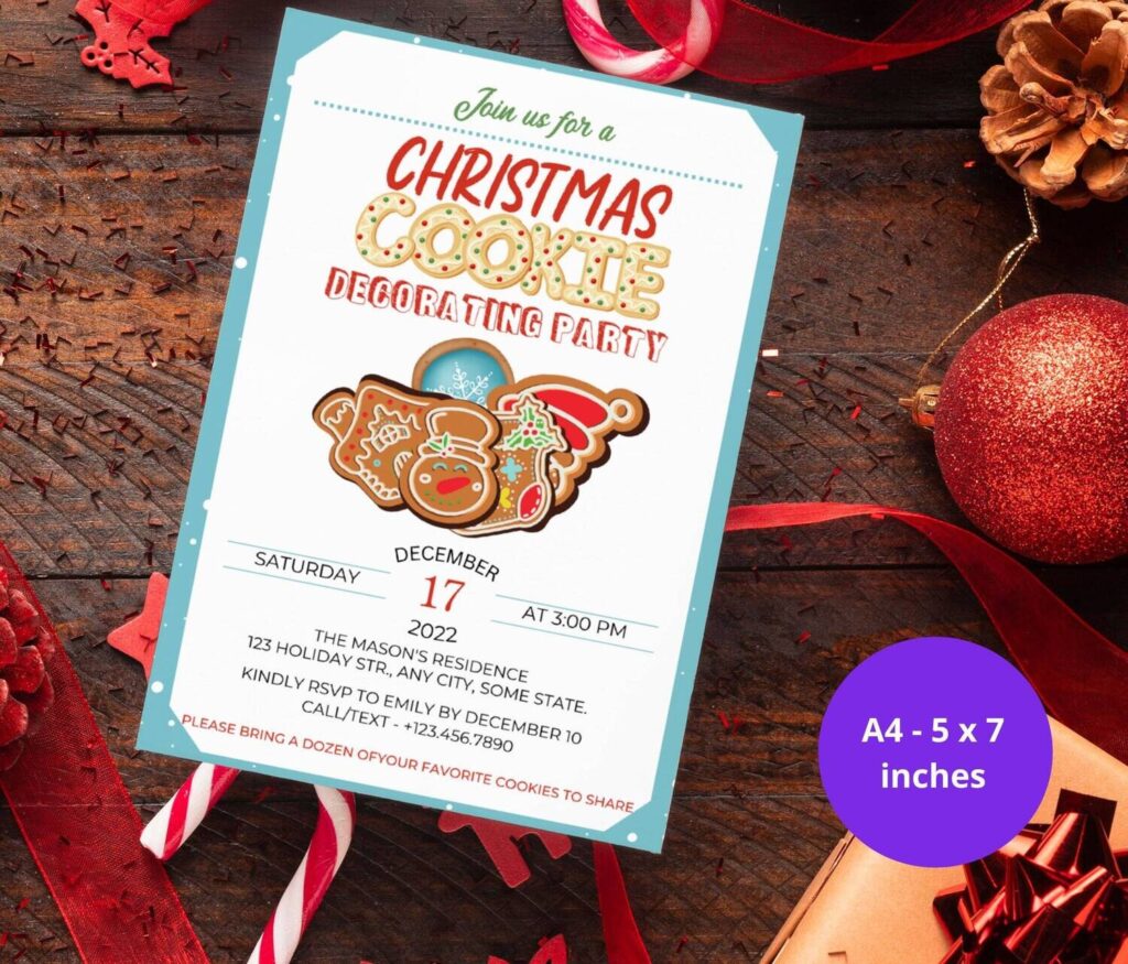 Editable Christmas Cookie Decorating Party flyer