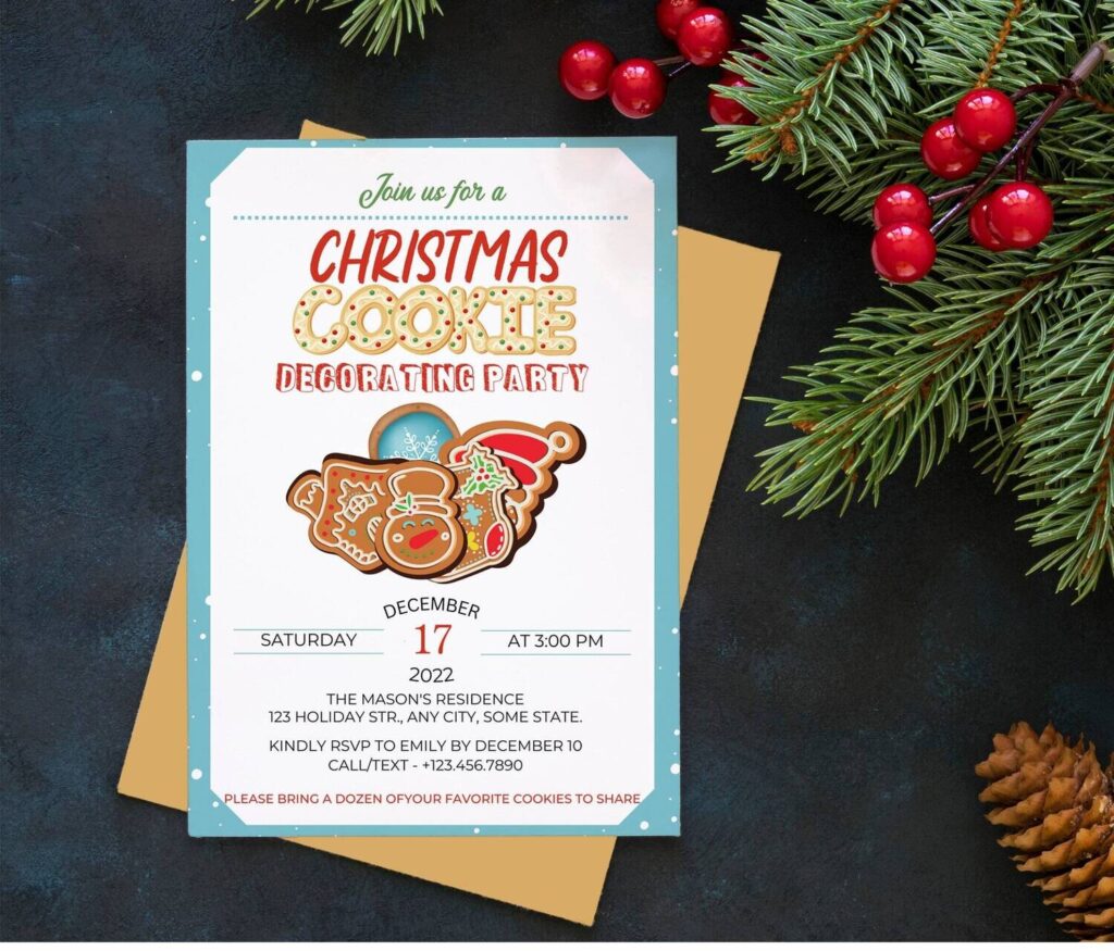 Personalised Christmas Cookie Decorating Party Invitation flyer