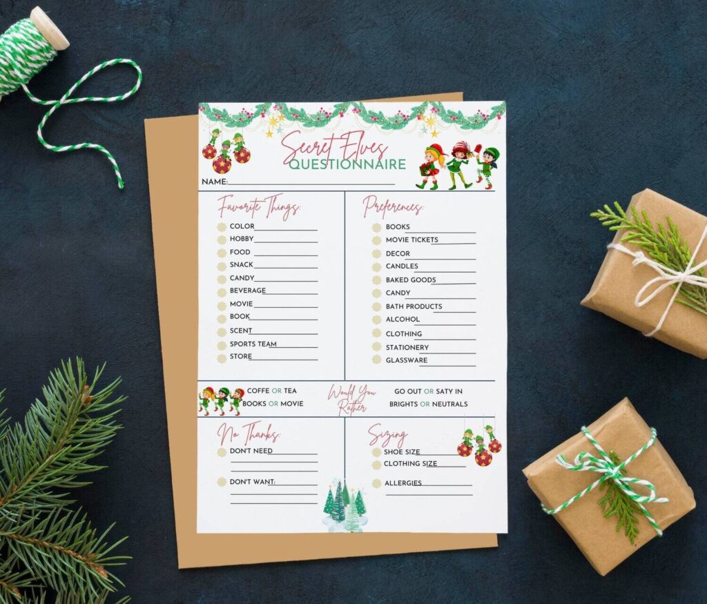 Editable Christmas Secret Santa Questionnaire