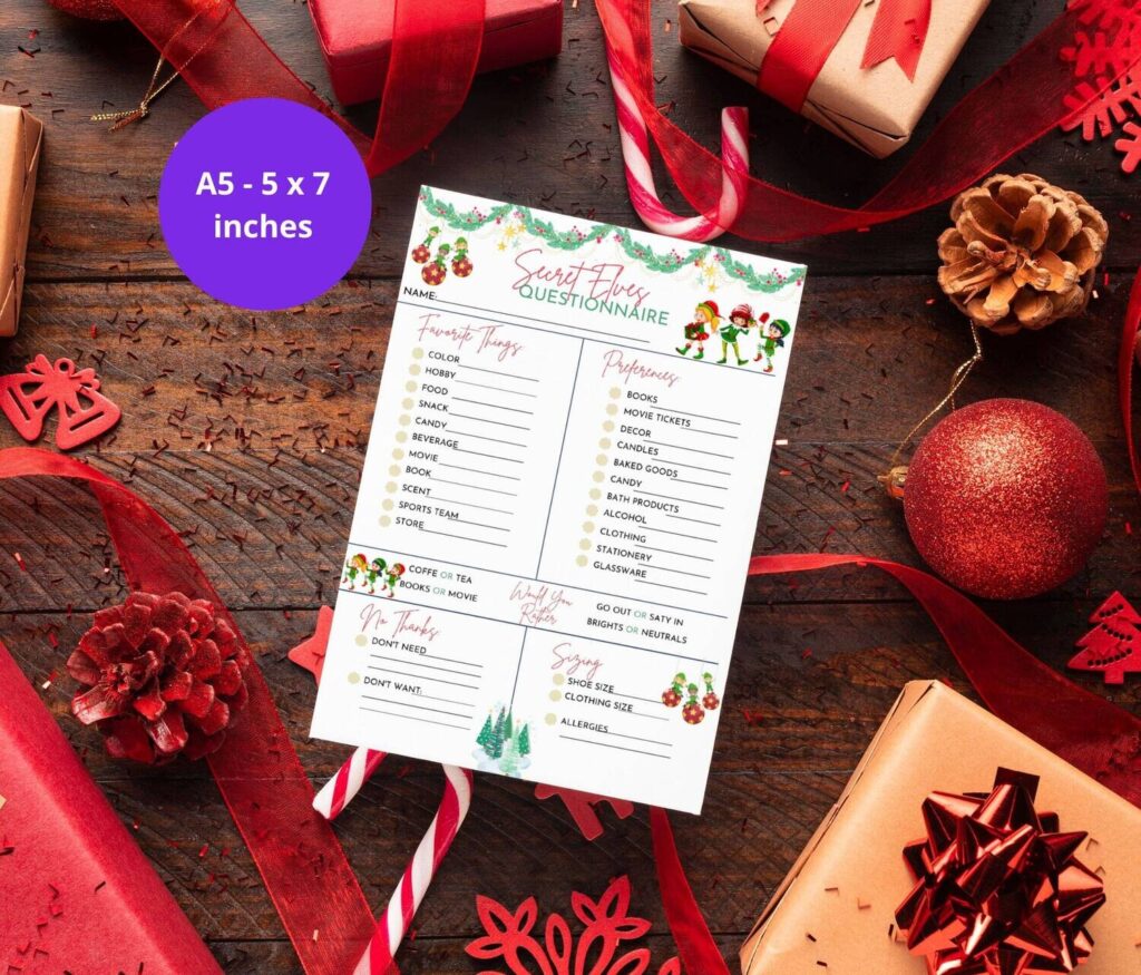 Personalised Christmas Secret Santa Questionnaire