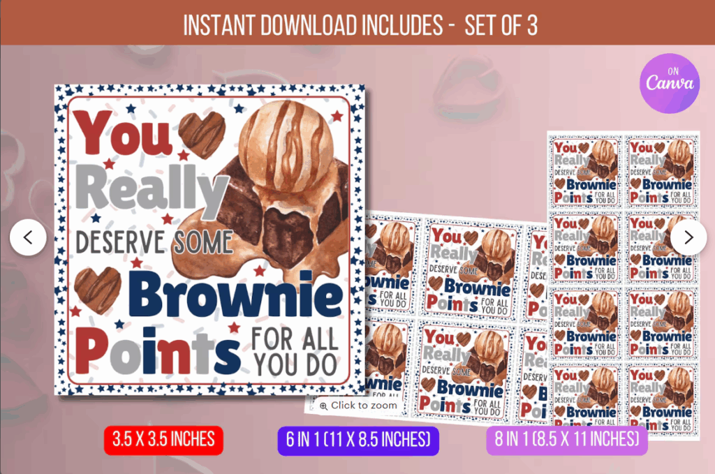 EDITABLE 4th Of July Brownie Appreciation Gift Tags,