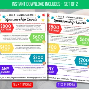 Editable PTO PTA Sponsorship Levels School Flyer