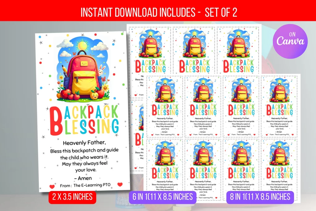 Editable Backpack Blessings Tag