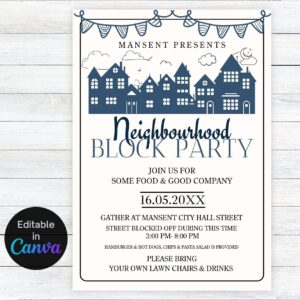 Editable Block Party Invitation Flyer