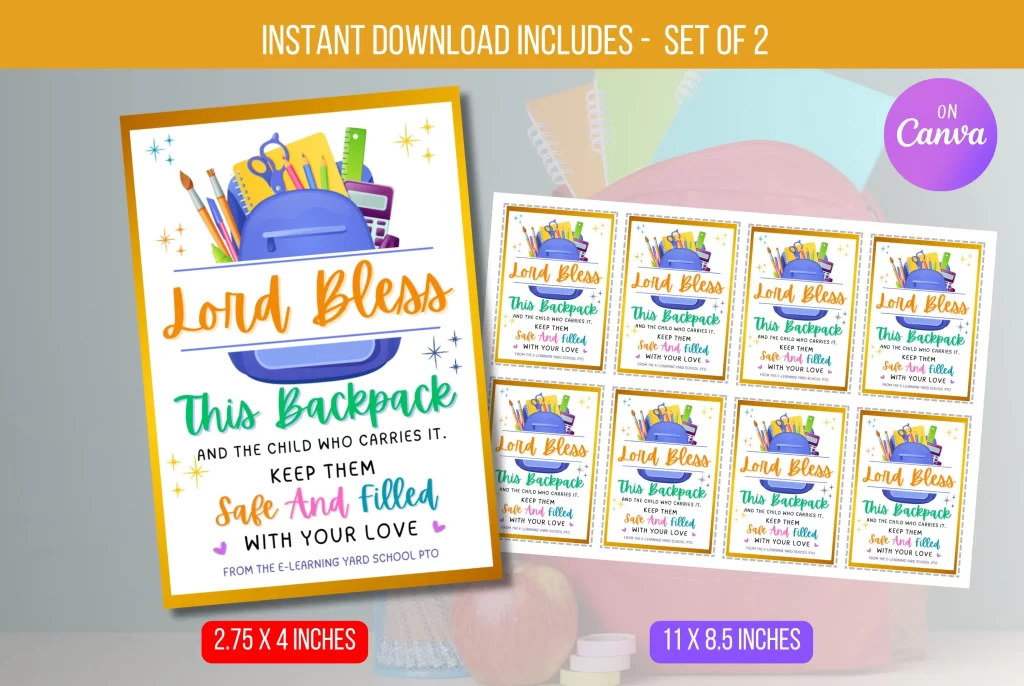 Editable Backpack Blessings Tag