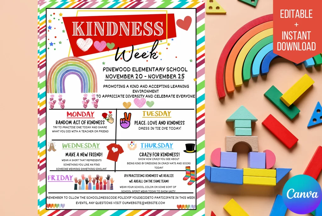 Editable Kindness Week Itinerary Flyer