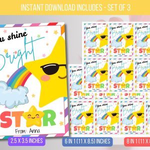 Editable You Shine Bright Like a Star Gift Tags