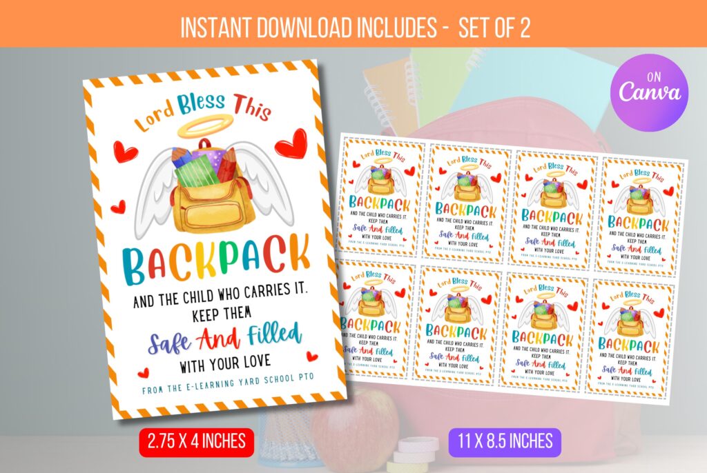 Editable Backpack Blessing Tag