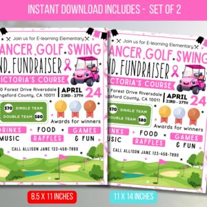 Editable Cancer Golf Swing and Fundraiser Flyer