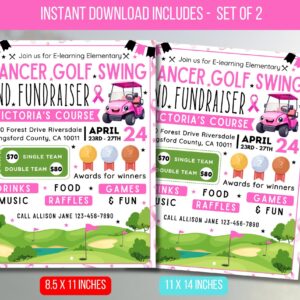 Editable Cancer Golf Swing and Fundraiser Flyer