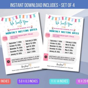 Editable PTA Meeting Dates Flyer