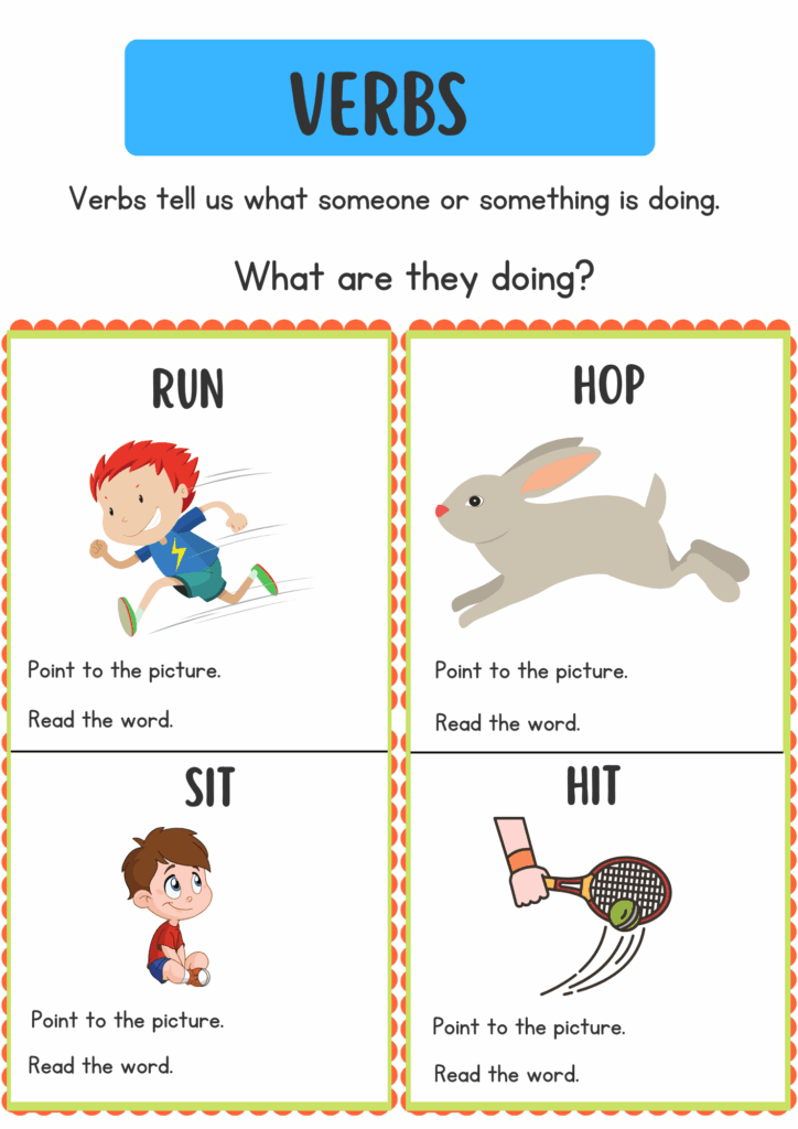 verb worksheet for kindergarten with answers