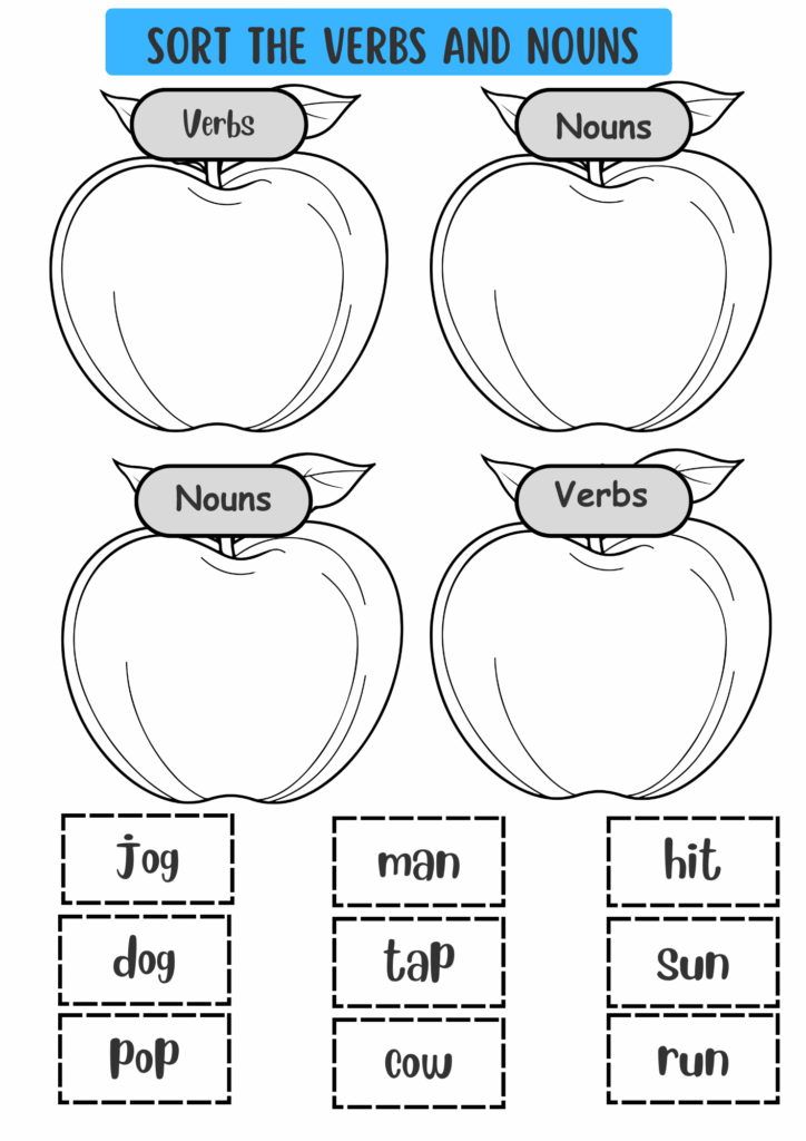 verb worksheet for kindergarten with answers