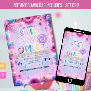 Editable Sweet Sassy And Five Birthday Party Invite