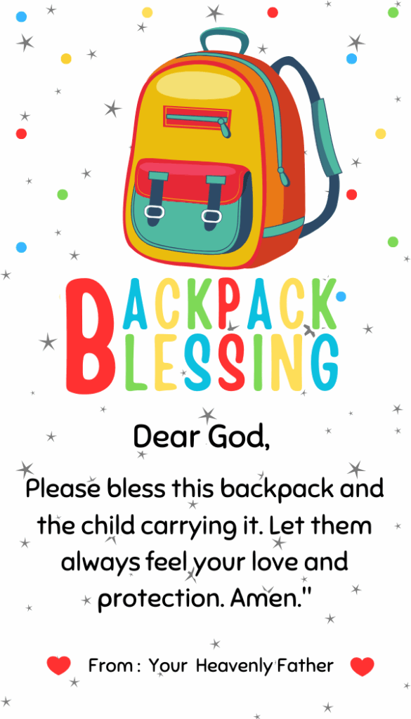 back pack blessing tags for kids and students