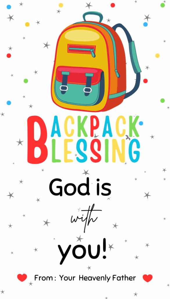 back pack blessing tags for kids and students