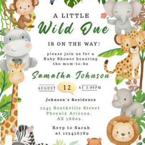 Little Wild One Baby Shower Flyer