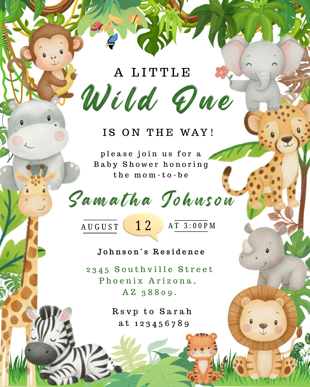 Little Wild One Baby Shower Flyer
