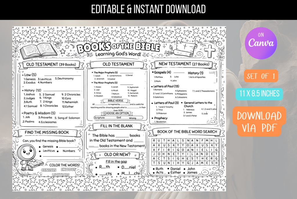 Books of the Bible Worksheets PDF