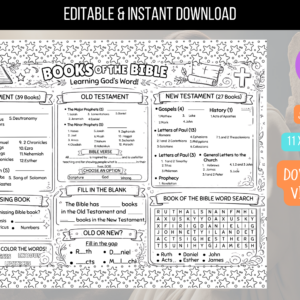Books of the Bible Worksheets PDF