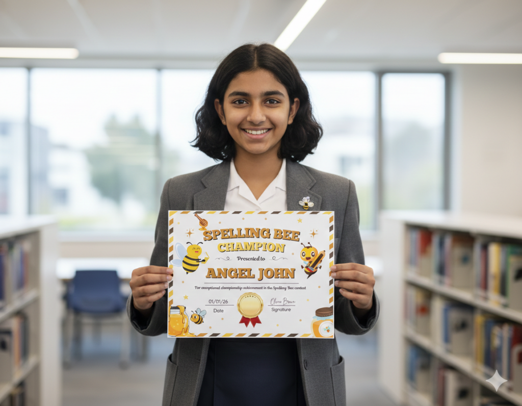 Creative spelling bee certificates
