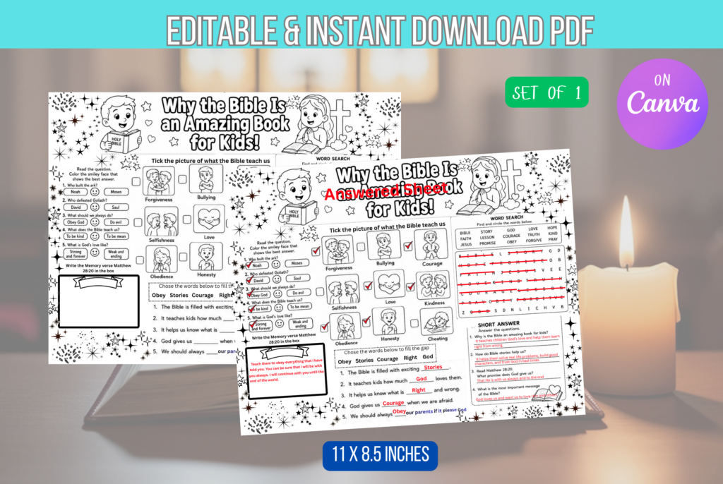 The Bible is good for kids worksheet
