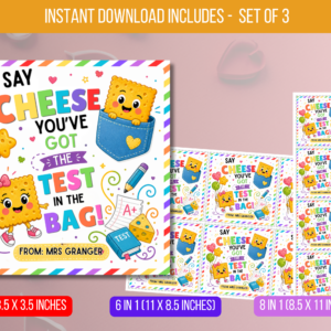 EDITABLE Say Cheese Treat Good Luck Tag