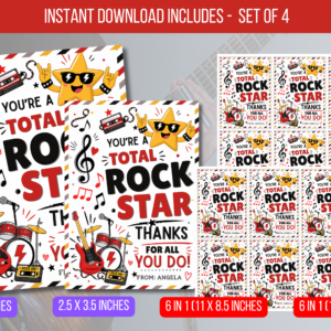 EDITABLE You Are A Total Rockstar Thank You Tags
