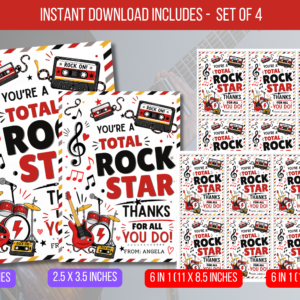 EDITABLE You Are A Total Rockstar Thank You Tags