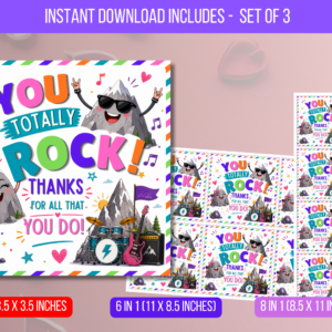 EDITABLE You Totally Rock Thank You Tags