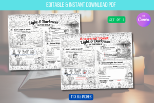 EDITABLE Day 1 God Made Light Bible Worksheet