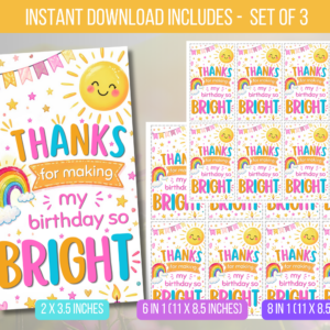 EDITABLE Thanks for Making My Birthday BRIGHT Tag