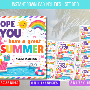 EDITABLE Cool Summer End of School Year Tags