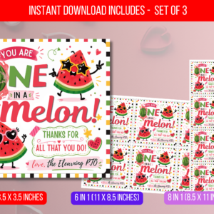 EDITABLE One in a Melon Gift Tag III