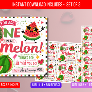 EDITABLE One in a Melon Gift Tag IV