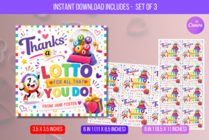 EDITABLE Thanks A Lotto Appreciation Gift Tag