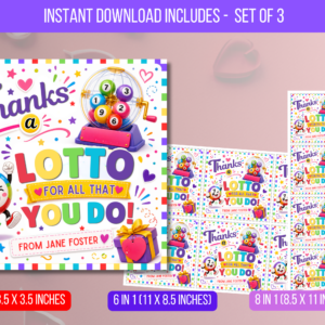 EDITABLE Thanks A Lotto Appreciation Gift Tag Template